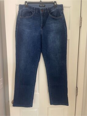 Mac and Me Women's Dark Blue Straight-Leg Jeans with tummy control